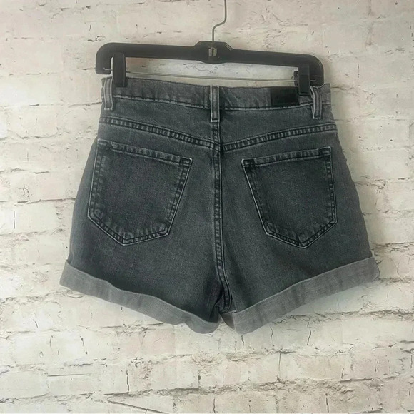 BDG Women's Mom High Rise Shorts Size 27 Gray Black Button Front Cotton Stretch - Picture 7 of 8